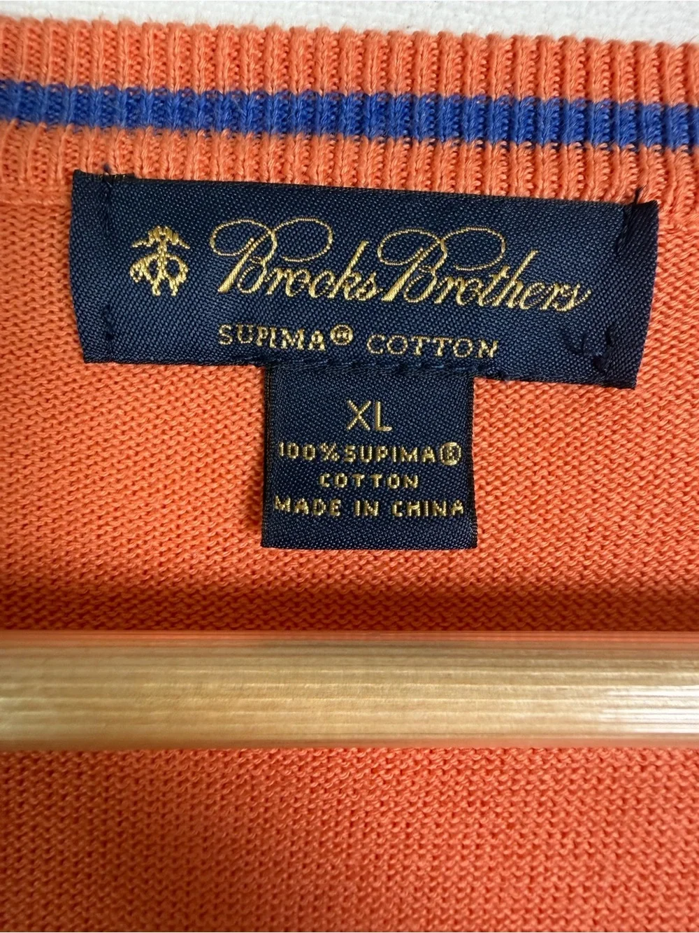Brooks Brothers Men’s 100% Supima Cotton Sweater Vest Sz XL Orange Preppy Golf
